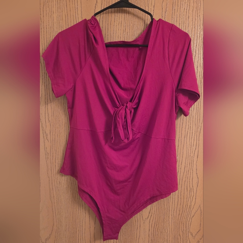 SHEIN Red Tie-Front Bodysuit